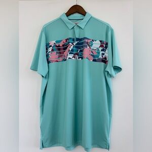 Original Penguin Aqua Polo with Vibrant Pattern